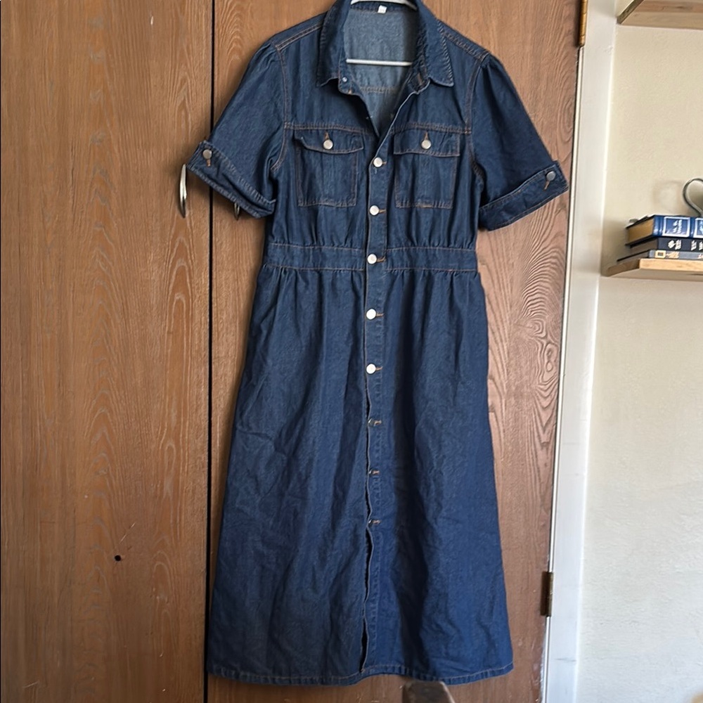 Button down denim dress